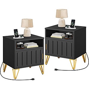 Yitahome 2-Pack Fluted Nightstand with Charging Station $70 + Free Shipping