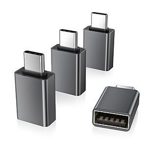 4-Pack Elebase USB-C Male to USB Female OTG Adapter (Gray) $4.05 