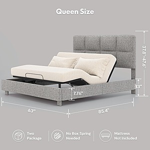 FLEXISPOT All-in-One Adjustable Bed (Queen, Dark Grey) $350 + FS