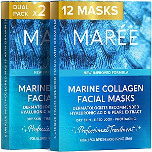 MAREE 12 Ct. Collagen Facial Sheet Mask with Hyaluronic Acid $19.95 + Free Shipping w/ Prime or on $35+