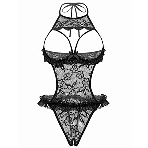 Avidlove Women's One-Piece Lace Halter Neck Bodysuit Lingerie (Various Colors)