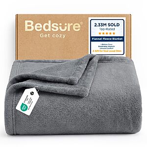 Prime Members: 50" x 60" Bedsure GentleSoft Lightweight Fleece Throw Blanket (Grey) $7.20 + Free S&H
