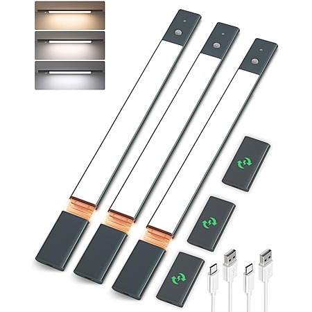 Prime Members: 3-Pk EZVALO 19.7" Wireless Rechargeable Motion Sensor Under Cabinet Lights w/ 3 Extra Batteries $30.24 + FS