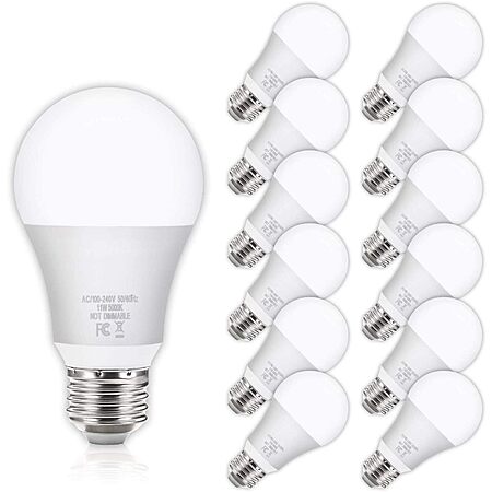 12-Pk YoChoice 100W Equivalent 1100 Lumens A19 LED Light Bulbs (Daylight)