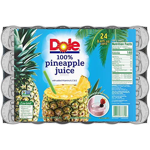 Dole 100% Pineapple Juice, 100% Fruit Juice with Added Vitamin C, 8.4 Fl Oz Cans, 24 Total Cans $14