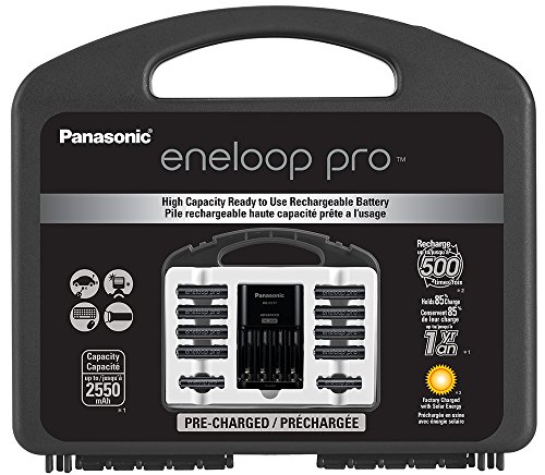 Panasonic K-KJ17KHC82A Eneloop pro High Capacity Power Pack, 8AA, 2AAA, with "Advanced" Individual Battery Charger and Plastic Storage Case - $51