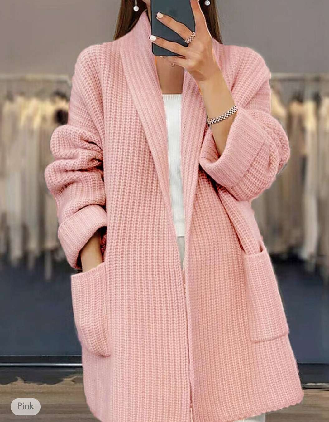 Women's Soft Knitted Cardigan Sweater w/ Front Side Pockets (Beige, Pink, Light Blue, Camel) - $15 shipped