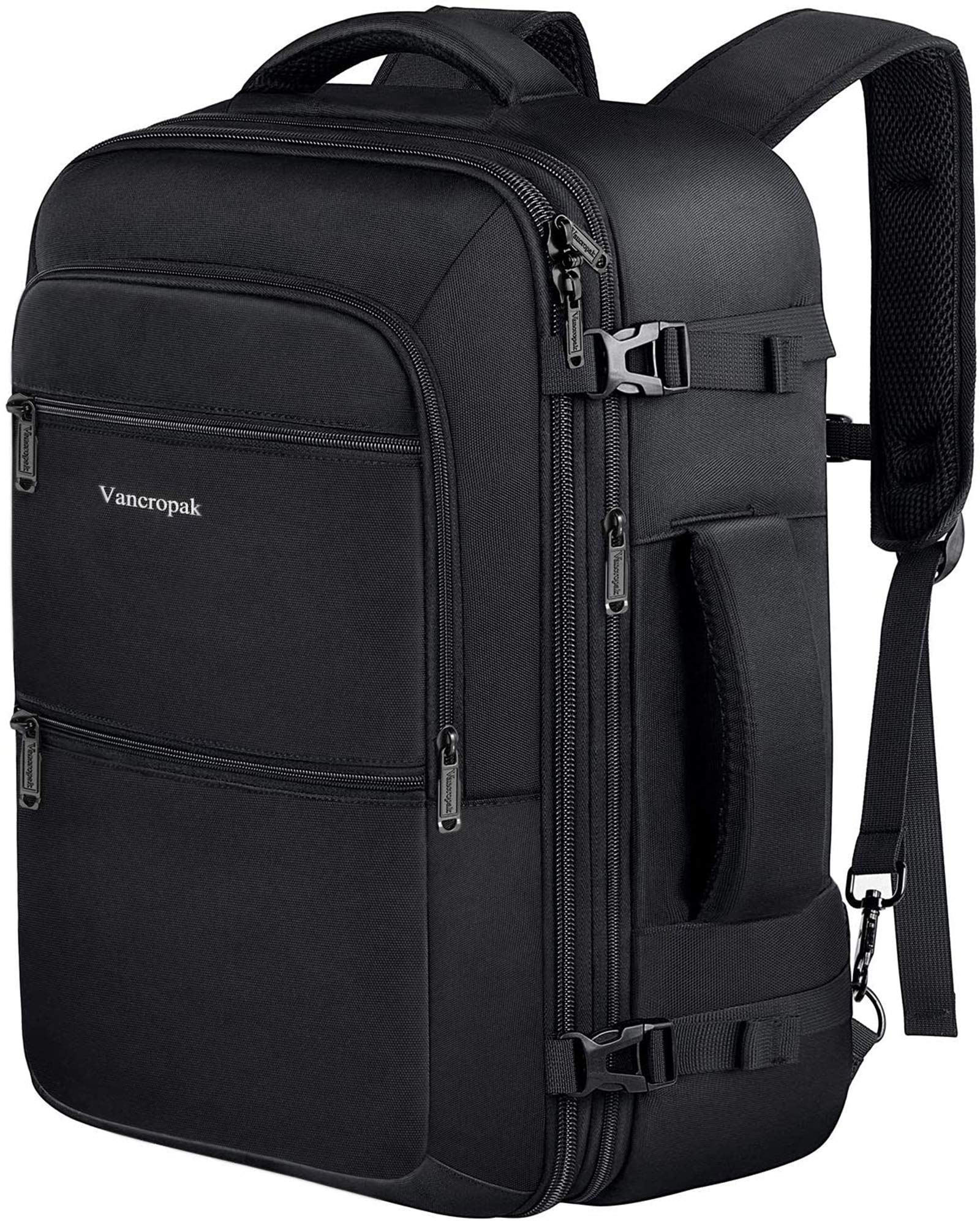 Vancropak Travel Backpack, 40L Expandable Carry On Backpack, Water Resistant, Expandable,Black - $27.19