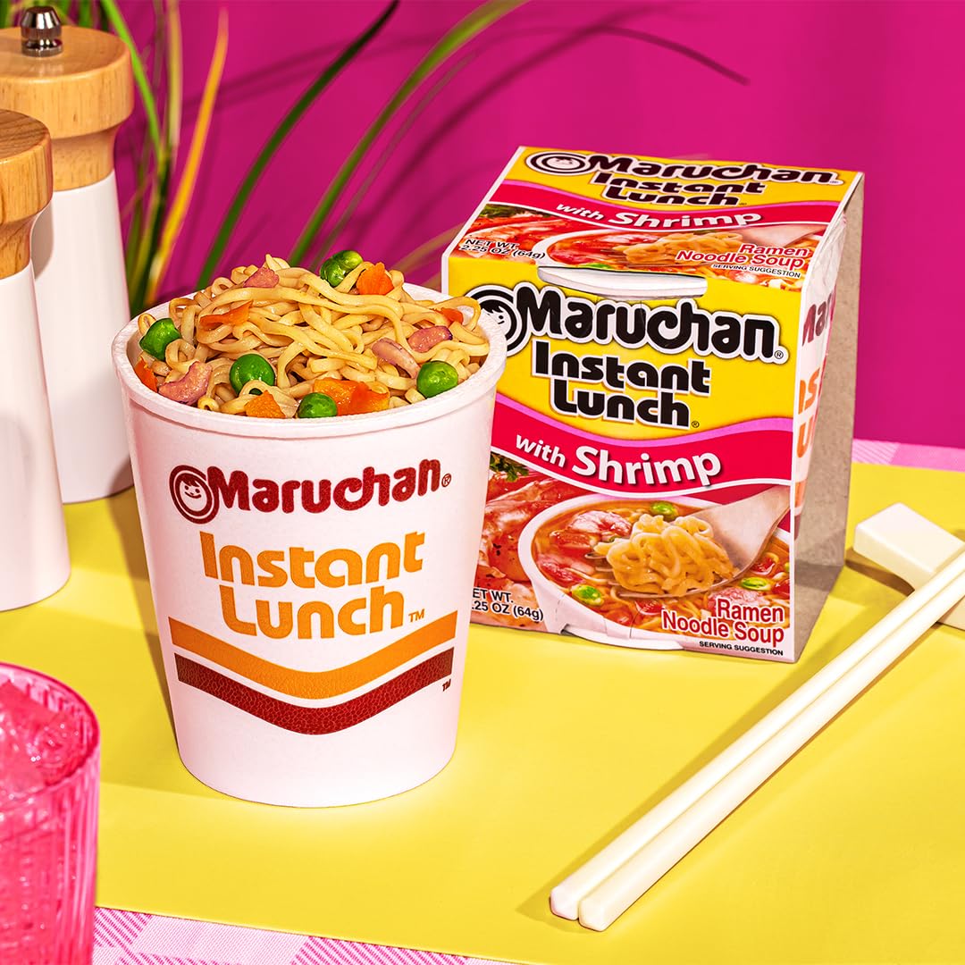 12pk maruchan instant lunch shrimp ramen noodle soup microwaveable