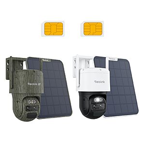 Reolink TrackMix LTE Trail Camera w/ Solar Panels (2-Pack) 4K PTZ 8MP UHD, 4G LTE, IP65 - $388.99