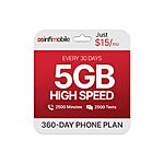 Prime Members: 5GB 12-Mo Infimobile T-Mobile Prepaid Plan (2500 Min + 2500 Text) $60 + Free Shipping