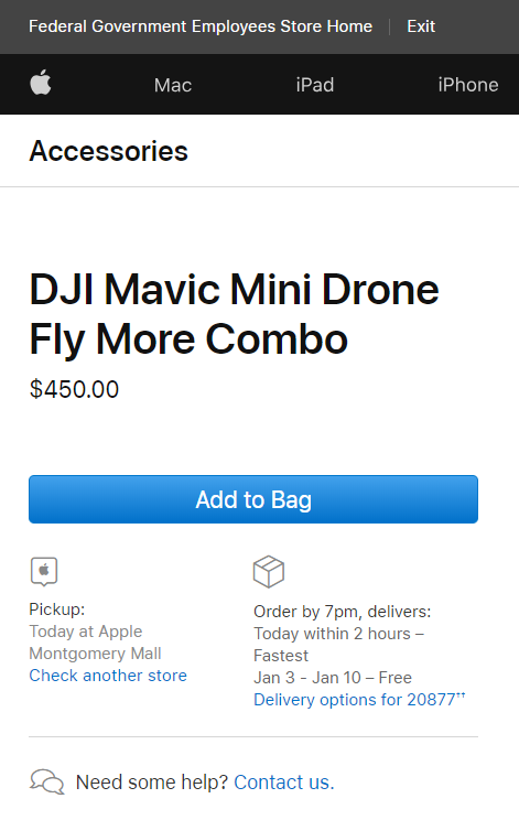 YMMV DJI Mavic Mini Fly More Combo $450. US Federal, State and Local Govt. employees only.