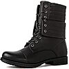 GLOBALWIN Women's Black Lace Up Military Combat Boots Mid Calf Boots Low Heels Ankle Booties For Women $15.98