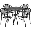 Flash Furniture Oia 5-Piece Steel Patio Set, Black