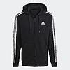adidas Men Essentials Fleece 3-Stripes Full-Zip Hoodie (Black)