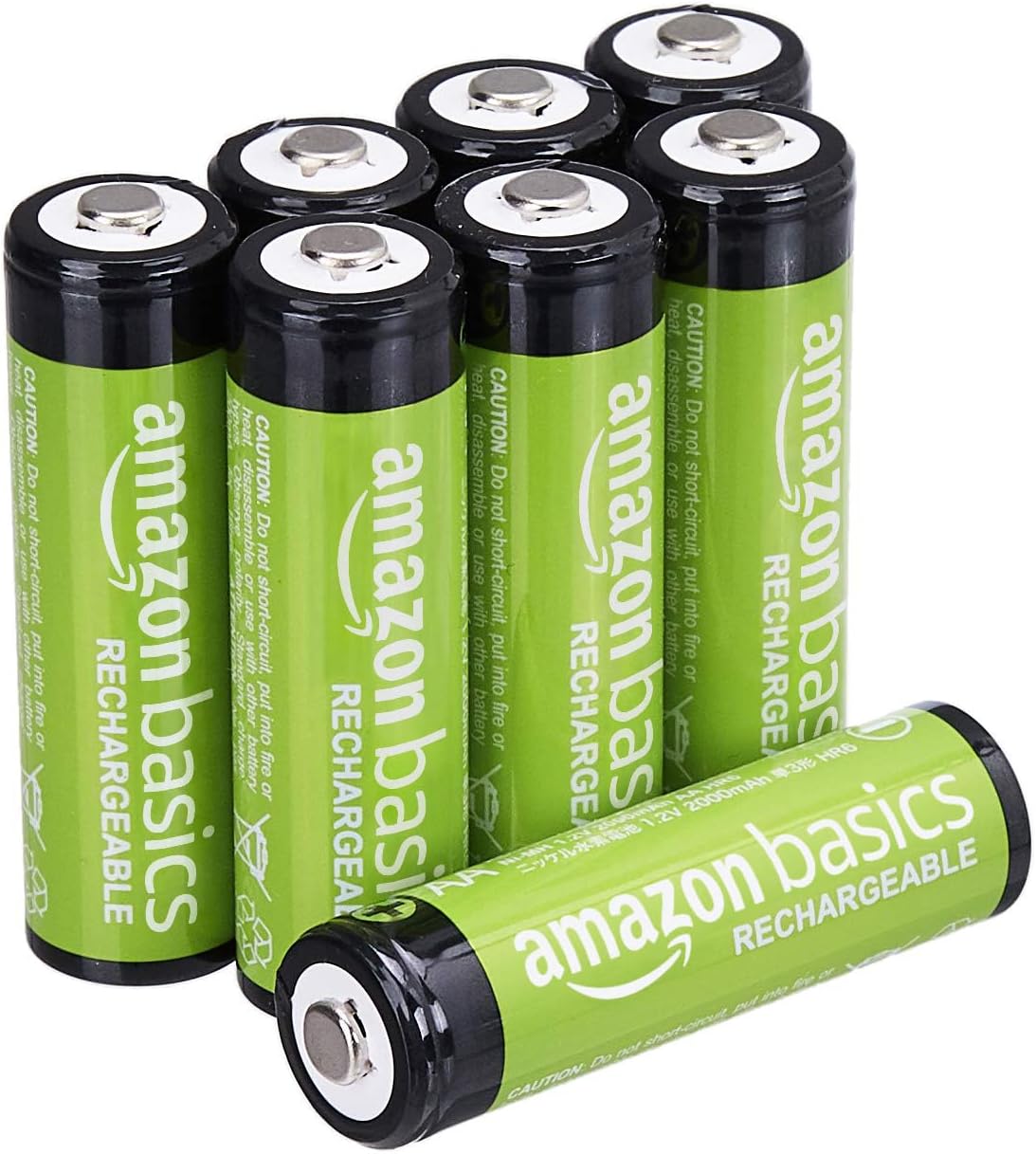 Amazon Basics 8-Pack Rechargeable AA NiMH Batteries, 2000 mAh, Recharge up to 1000x Times, Pre-Charged $6.67