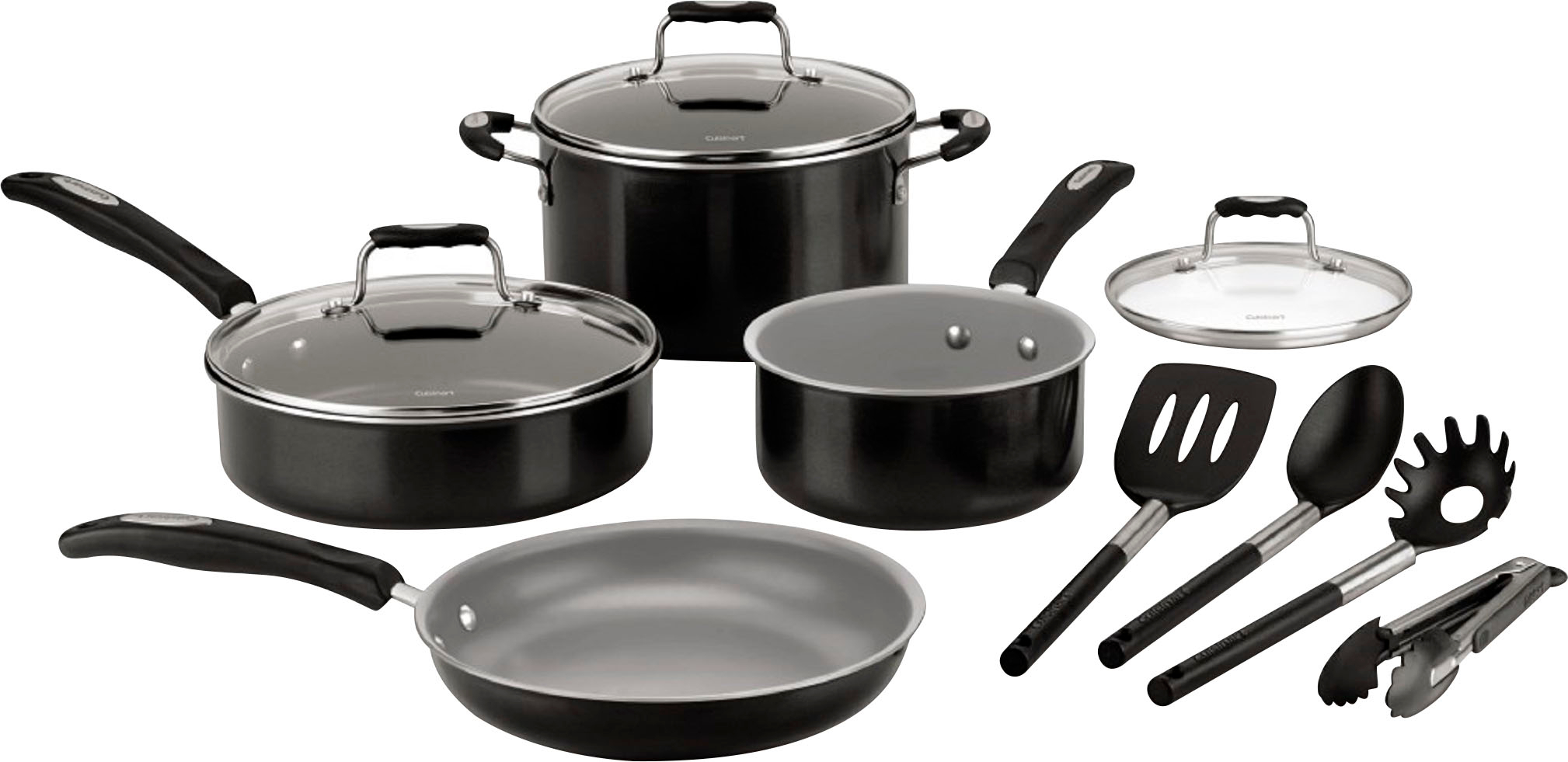 Cuisinart - CeramCuisinart - Ceramic Nonstick 11 PC Cookware Set - Blackic Nonstick 11 PC Cookware Set - Black $59.99