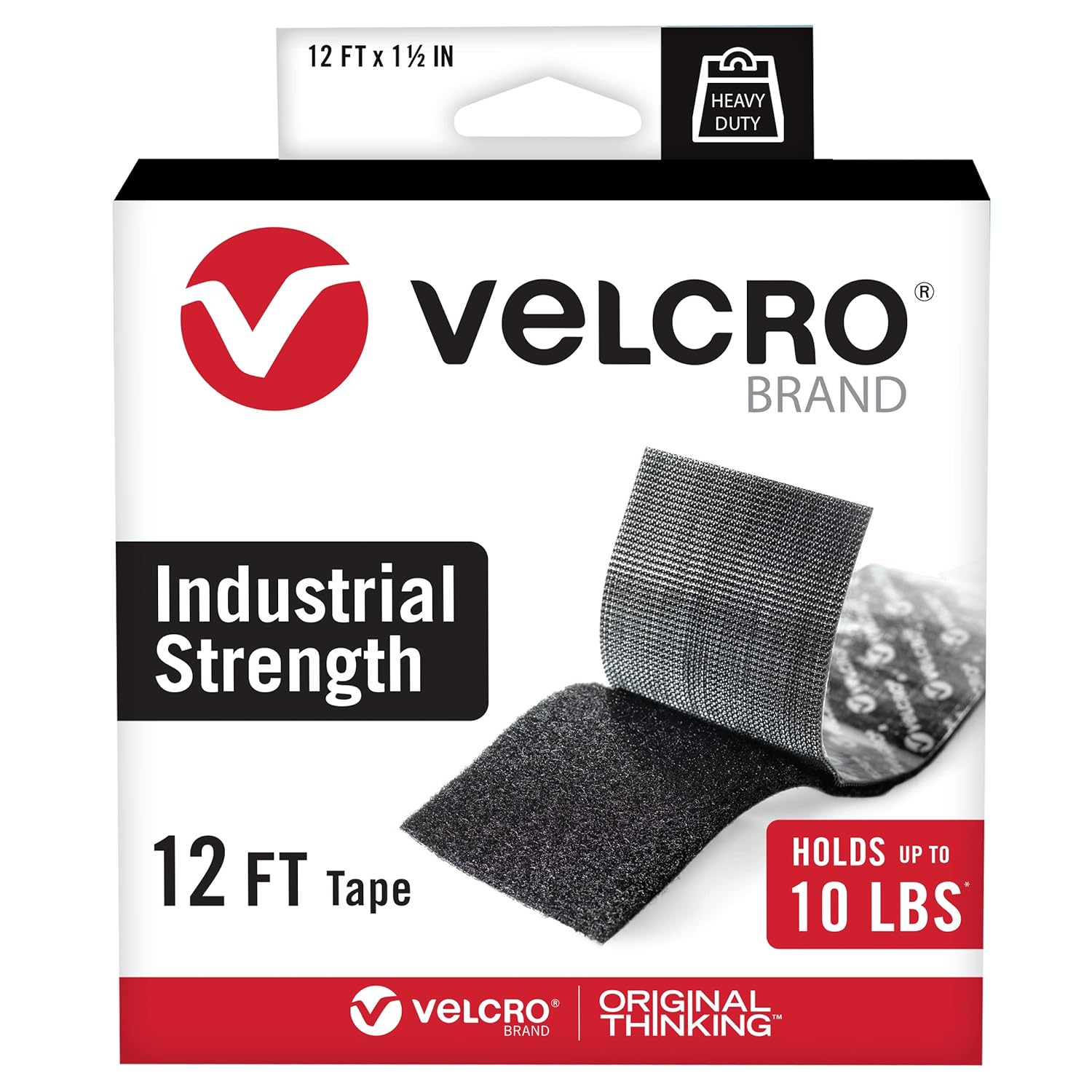 VELCRO Brand Heavy Duty Tape 12 Foot Roll Strong Sticky Back Adhesive Holds up to 10 lbs