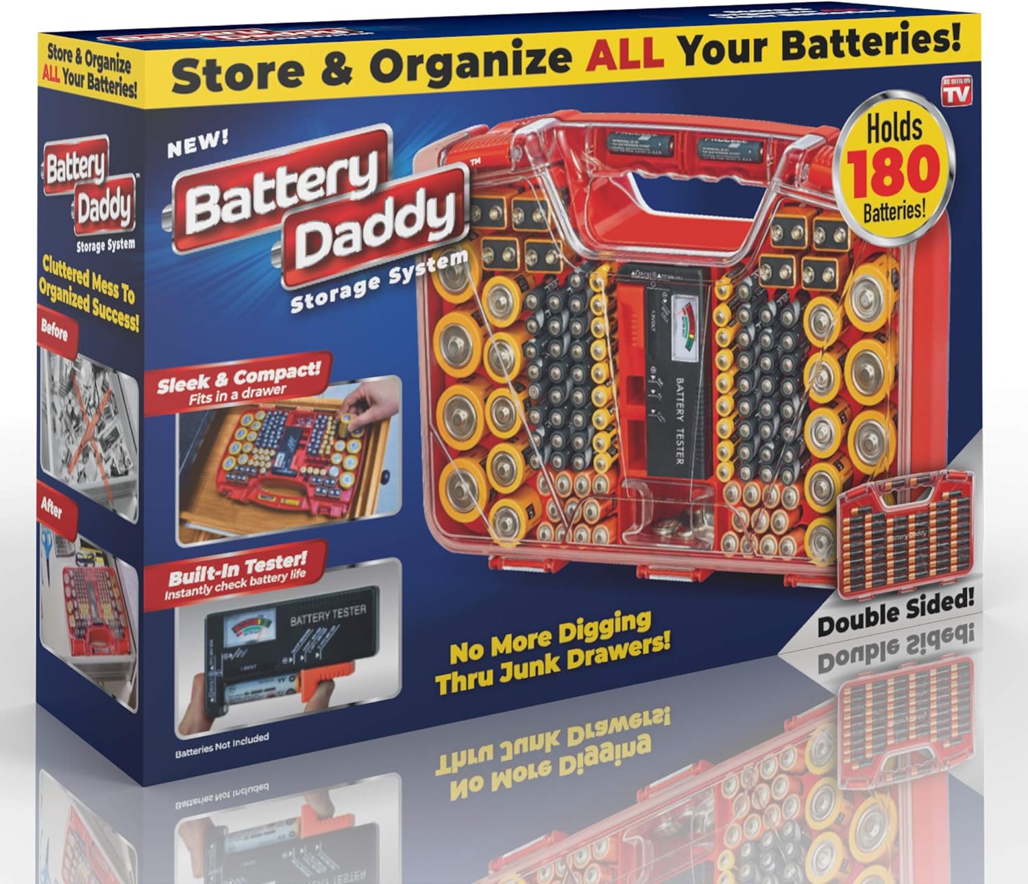 Battery Daddy Battery Storage Case w/ Tester (Holds 180 Batteries) $10