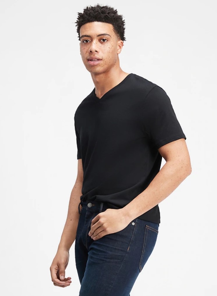 Gap Factory: V-Neck T-Shirt (True Black & Charcoal Gray Color) $4.4
