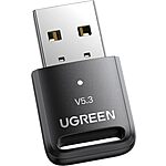 UGREEN Bluetooth Adapter for PC, 5.3 Bluetooth Dongle, Plug &amp; Play for Windows 11/10/8.1, Bluetooth Transmitter &amp; Receiver for Keyboard/Mouse/Headphone/Speakers/Printer $10.44