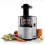 Omega VSJ843QS Vertical Masticating 43 RPM Compact Cold Press Juicer Machine with Automatic Pulp Ejection, 150-Watt, Silver $241.83