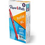 12 Count Paper Mate Gel Pen, Profile Retractable Pen, 0.7mm, Red $6.84