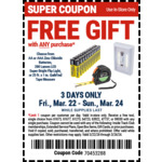 Free AA/AAA Batteries, 200-Lumen Flip light, or 25-Foot x 1&quot; Tape Measure w/ Any Purchase at Harbor Freight