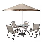 6-Piece StyleWell Amberview Steel Square Outdoor Dining Set w/ Umbrella (Brown) $99 + Free Pickup