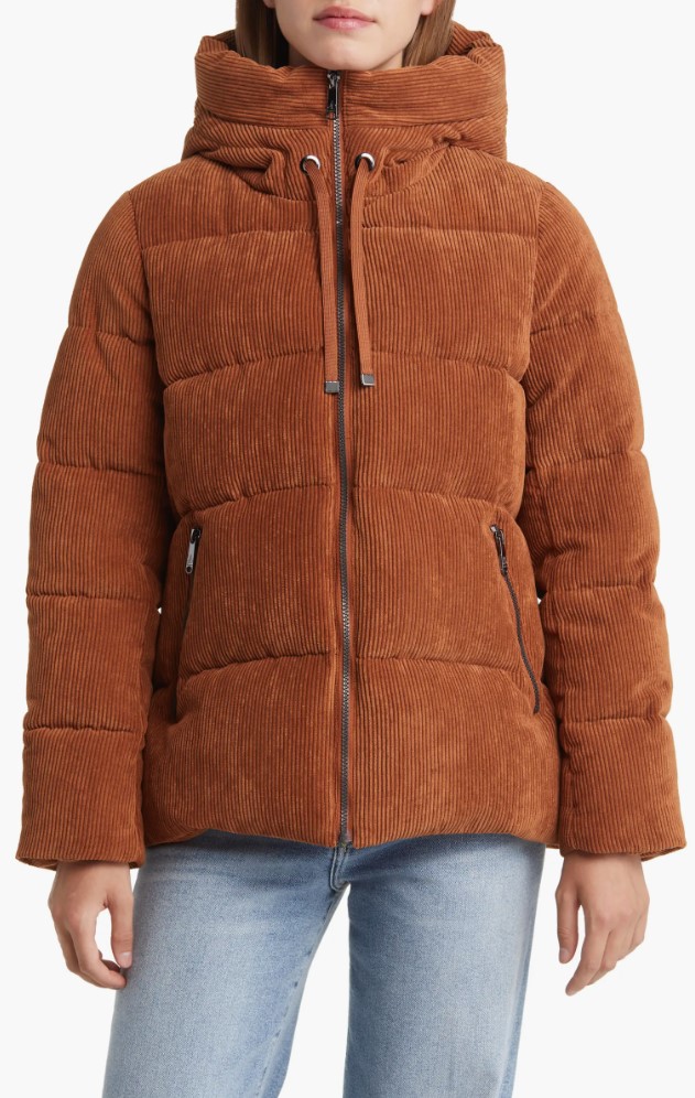 Sam Edelman Women's Hooded Corduroy Puffer Jacket $39.48