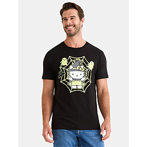 Hello Kitty Men's Glow in the Dark Halloween Graphic Tee 