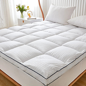 JUSTLET Extra Thick Queen Mattress Topper, Cooling Mattress Pad Cover, 2" Mattress Topper with 8-21 Inch Deep Pocket Soft Comfortable Breathable, White $26.99