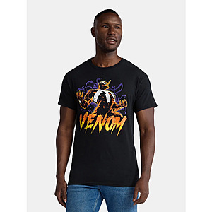 Mad Engine Men's Marvel Burning Venom 100% Cotton Graphic Print T-Shirt (Black) .50