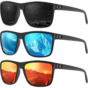 3-Pack Fanshen Men's Polarized Sunglasses (various) from 