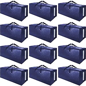 12-Pack 86L SWEET DOLPHIN Large Heavy Duty Moving Bags w/ Zipper & Handle $23 