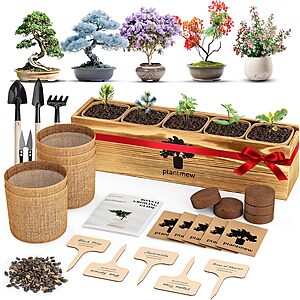 PLANTMEW 5 Tree Beginner Bonsai Starter Kit w/ Tools & Seeds .20