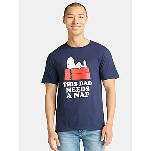 Snoopy Dad Nap Men's and Big Men's Graphic Tee, Sizes S-3XL $4.93 @ Walmart
