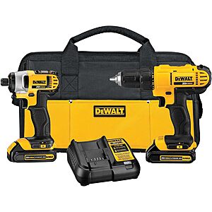 DEWALT 20V MAX Cordless Drill and Impact Driver, Power Tool Combo Kit , Includes 2 Batteries, Charger and Bag (DCK240C2) $129.99