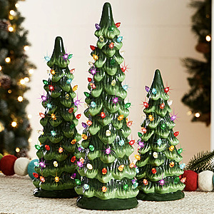 Best Choice Products Set of 3 Pre-Lit Hand-Painted Ceramic Tabletop Christmas Trees $29.99
