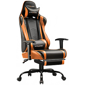 GTRACING Gaming Chair Office Chair PU Leather with Footrest & Adjustable Headrest, Orange $80.99
