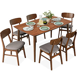 Best Choice Products 7-Piece Mid-Century Modern Upholstered Dining Set $449.99