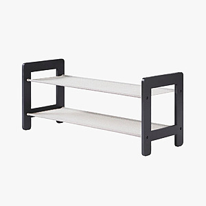 Neatfreak 2 Tier Freestanding Wood Shoe Rack with Fabric Shelves $9.92