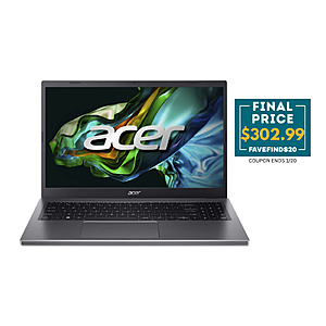 Certified Refurbished Acer Aspire 5 15.6" Notebook Intel Core i5-13420 16GB RAM 512GB SSD $302.99