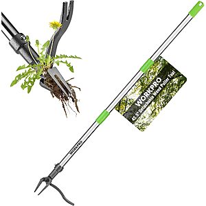 45.5" WORKPRO 4-Claw Steel Head Stand-Up Weed Puller Tool w/ Adjustable Handle $13 