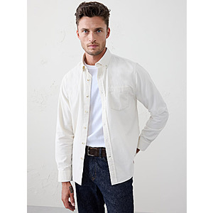 Banana Republic Factory Men's Slim-Fit Fine Wale Corduroy Shirt (Tranisition Cream, M - XXL) $8.98