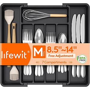 Prime Members: Lifewit Expandable Silverware / Utensil Kitchen Drawer Organizer $2.98