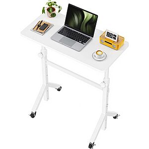 31.5" x 15.7" Marsail Mobile Stand Up Desk with Wheels, White $34.99