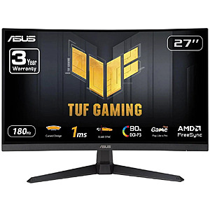 ASUS TUF Gaming 27 inch Full HD 180Hz FHD AMD FreeSync (Adaptive Sync) 1ms ELMB SYNC Built-in Speakers Curved Gaming Computer Monitor VG27VQ3B $103.99