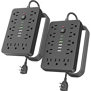 JouleLoom 2PCS 6 FT Flat Plug Power Strip