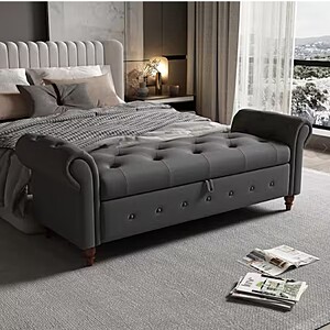 Harper & Bright Designs Tufted Armed Storage Bedroom Bench 24.4 in. H x 63 in. W x 22 in. D $194.93